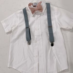 Super cute boy dress shirt with suspenders and bow tie
